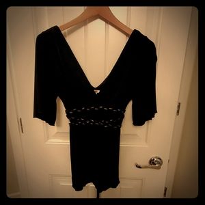 Small 3/4 sleeve black dress top